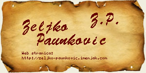 Željko Paunković vizit kartica